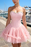 Sweetheart A-Line Empire-Waist Sleeveless Puffy Tulle Short Homecoming Dress