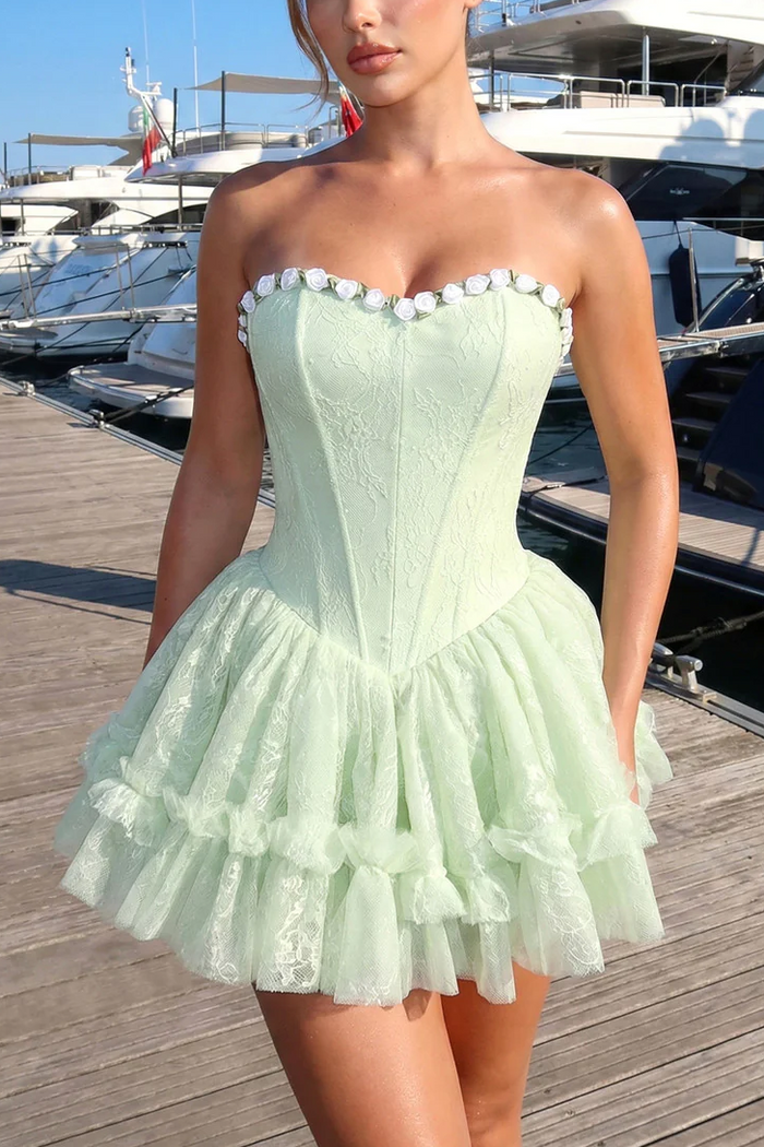 Sweetheart A-Line Empire-Waist Sleeveless Puffy Tulle Short Homecoming Dress