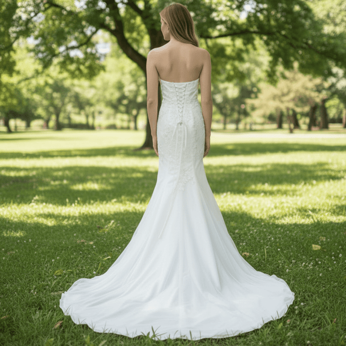 Sweetheart Neckline Strapless Crepe Mermaid Wedding Dresses - Rosymae