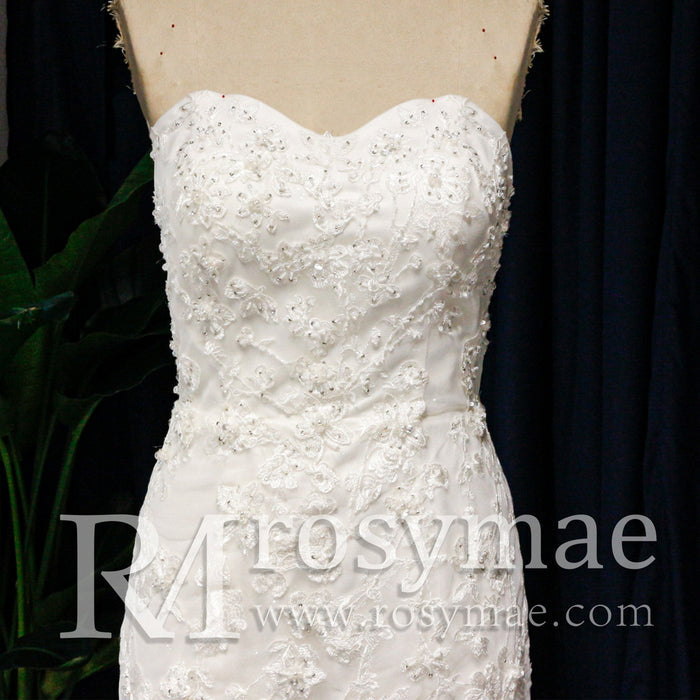 Sweetheart Neckline Strapless Crepe Mermaid Wedding Dresses - Rosymae