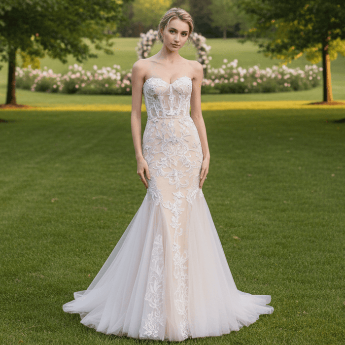 Sweetheart Strapless Slim Mermaid Beaded Empire Wedding Dress - Rosymae