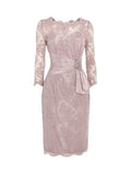 Three Quarter Pink Short Mother of Bride Dress