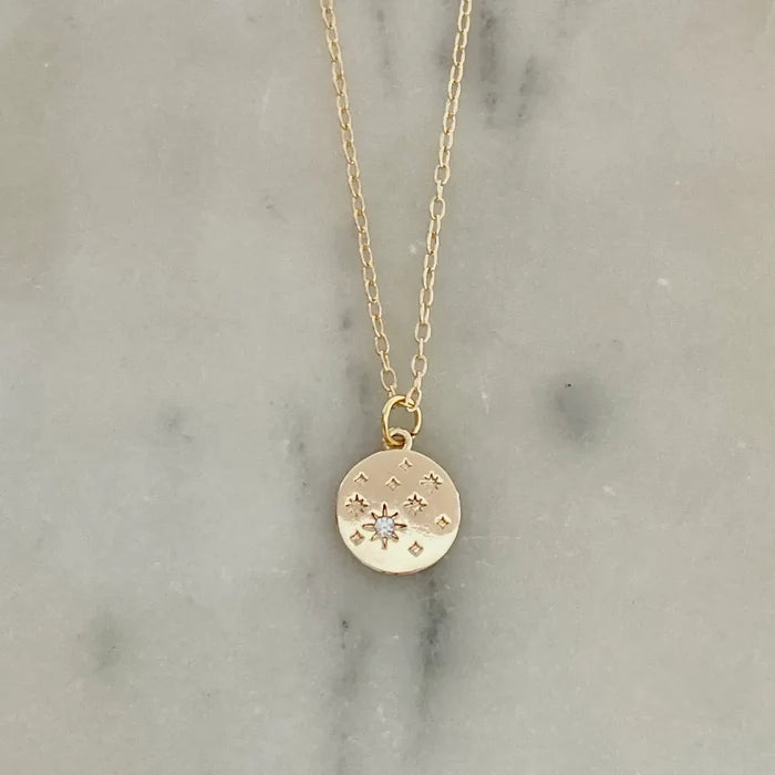 TL JA CZ Medallion Necklace