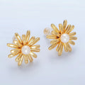 TL JAE GF Shell Pearl Sunflower Stud Earrings