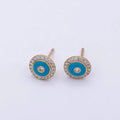 TL JAE Teal Enamel CZ Stud Earring