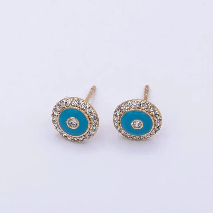 TL JAE Teal Enamel CZ Stud Earring