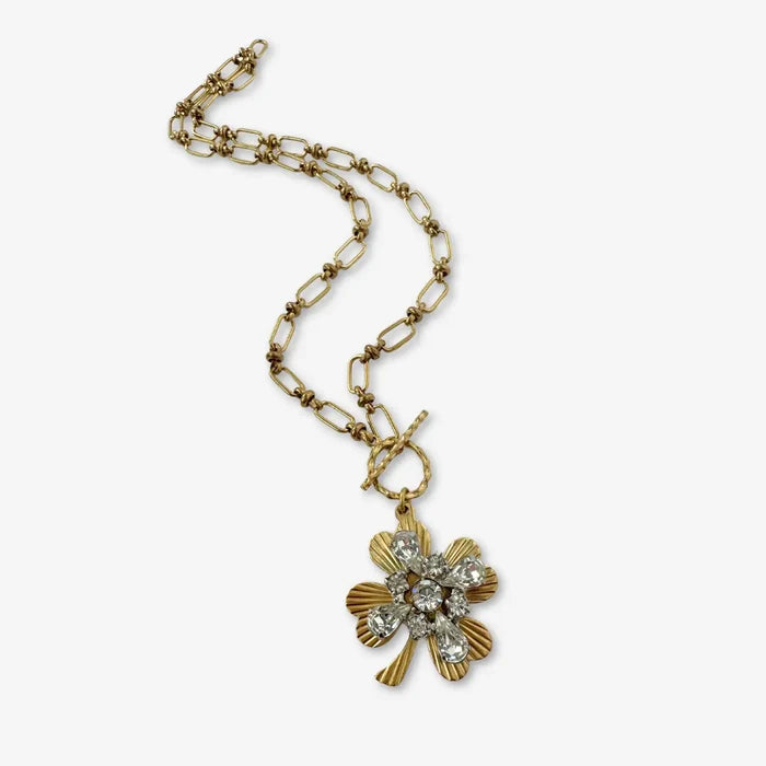TL JLP Vintage Clover Leaf Charm Necklace
