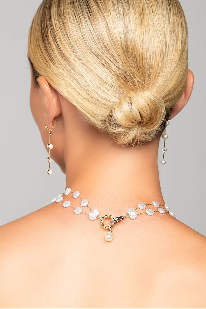 Tori Pearl & Crystal Drop Earrings