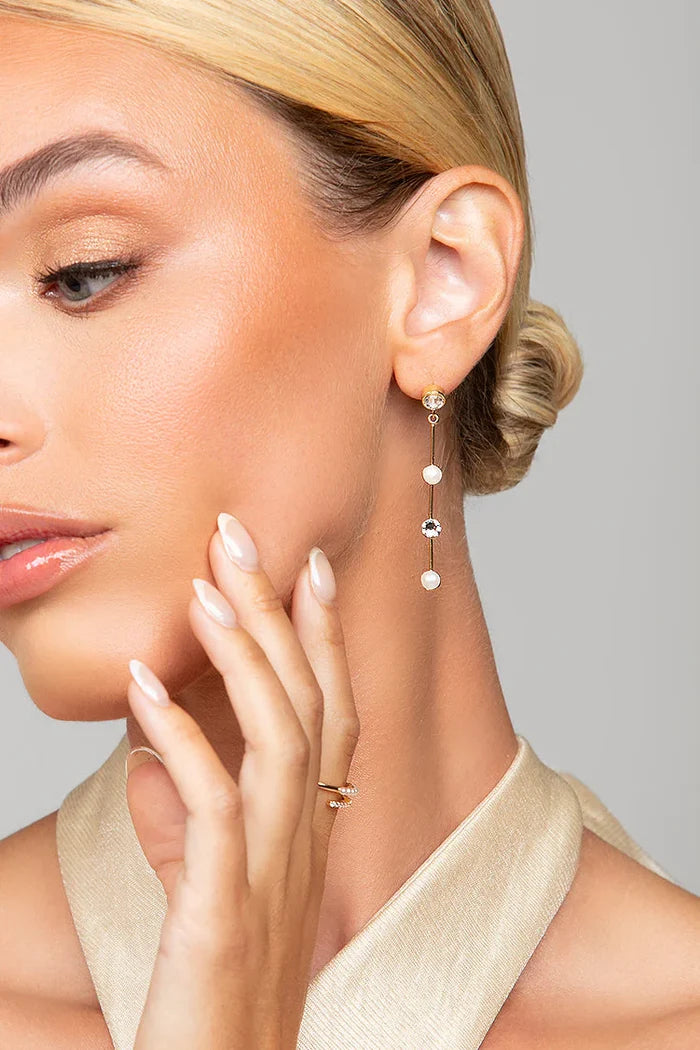 Tori Pearl & Crystal Drop Earrings