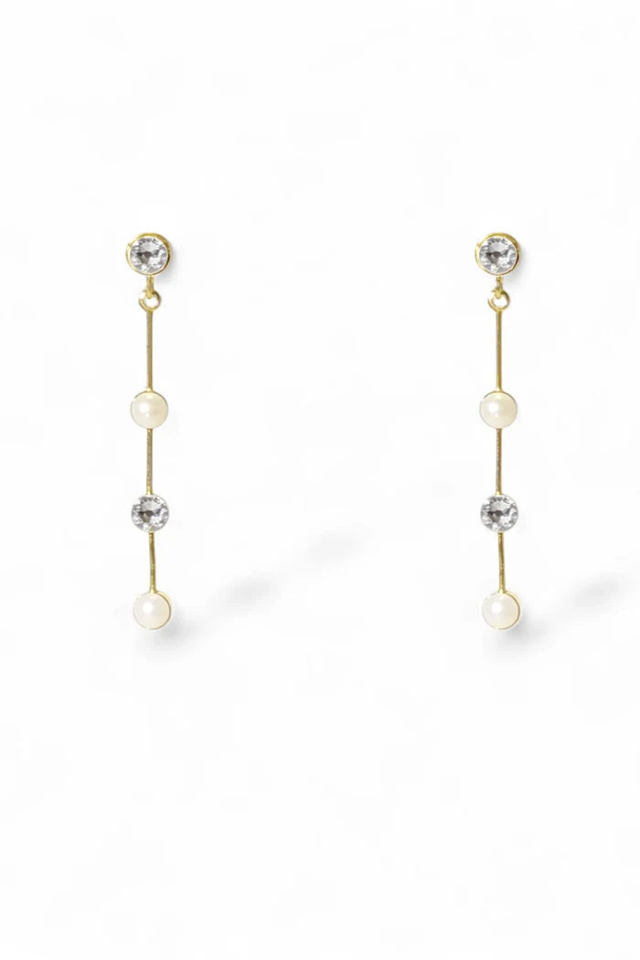 Tori Pearl & Crystal Drop Earrings