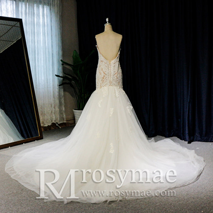 Trumpet Skirt Wedding Dresses Strapless Sweetheart Wedding Gown - Rosymae
