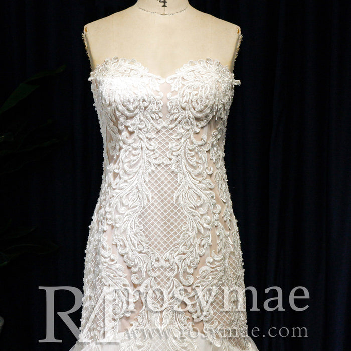Trumpet Skirt Wedding Dresses Strapless Sweetheart Wedding Gown - Rosymae