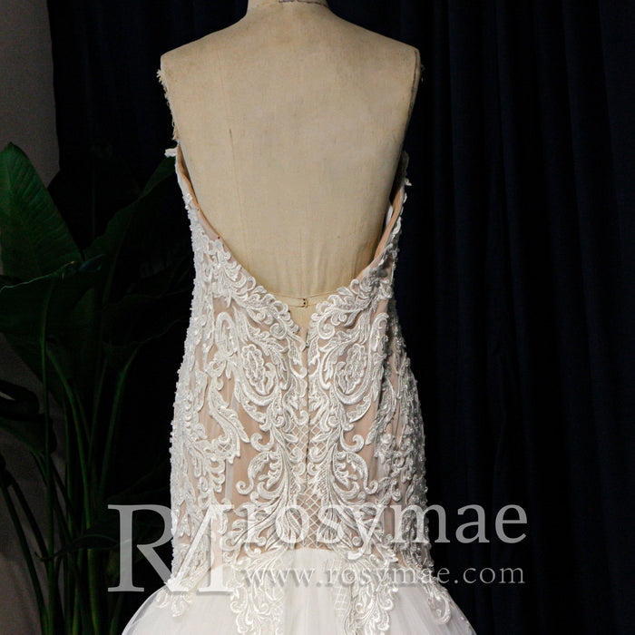 Trumpet Skirt Wedding Dresses Strapless Sweetheart Wedding Gown - Rosymae