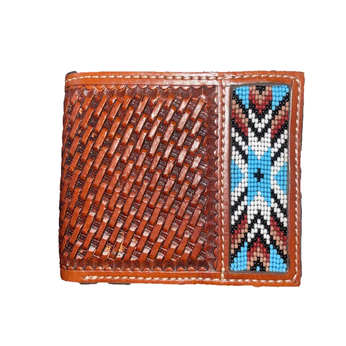 Twisted X Bifold Basket Weave Brown Wallet