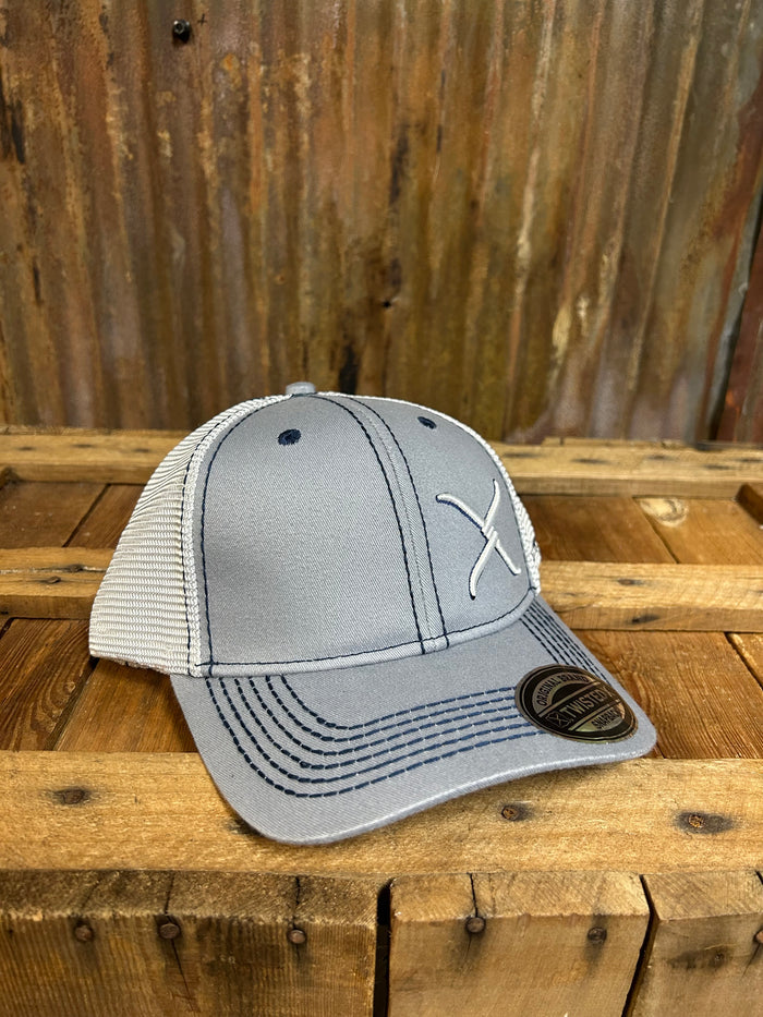 Twisted X Trucker Style Snapback Gray & White Cap