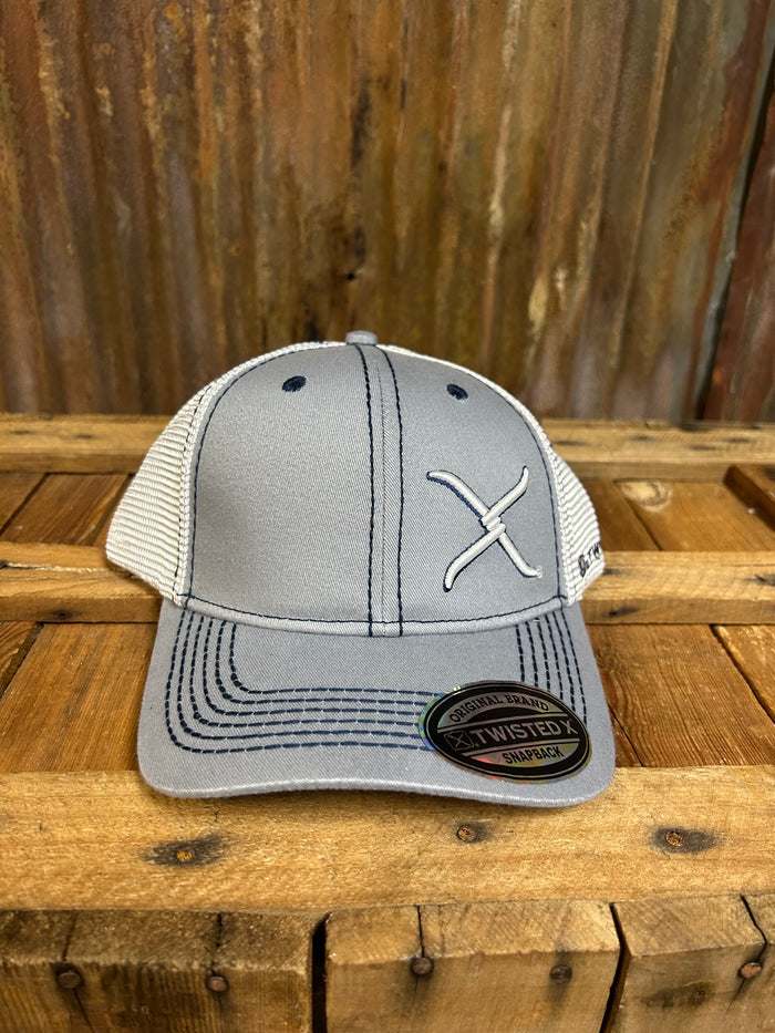 Twisted X Trucker Style Snapback Gray & White Cap