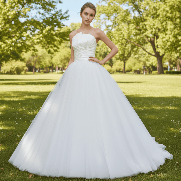 Unique Asymmetrical Neckline Strapless Simple Wedding Dress - Rosymae