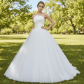 Unique Asymmetrical Neckline Strapless Simple Wedding Dress - Rosymae