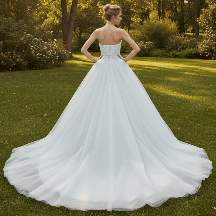 Unique Asymmetrical Neckline Strapless Simple Wedding Dress - Rosymae