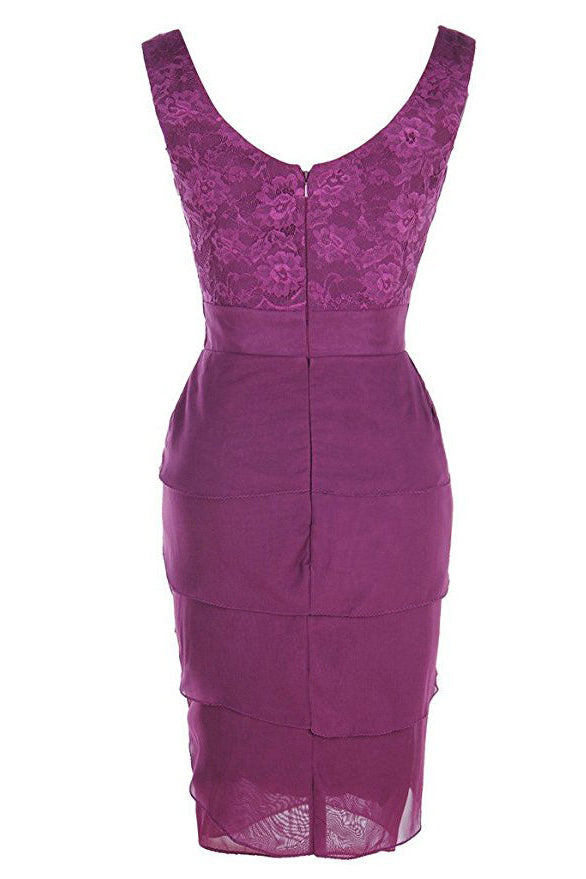 V Neck Short Burgundy Mother of Bride Dress