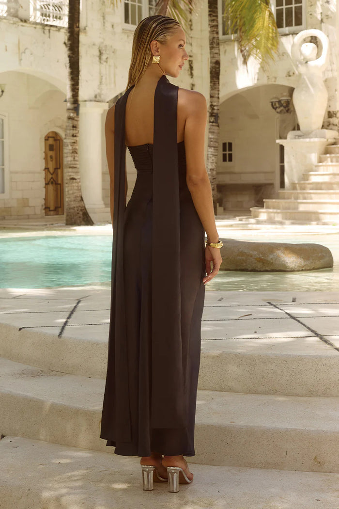 Velour Midnight Maxi Dress - Deep Brown