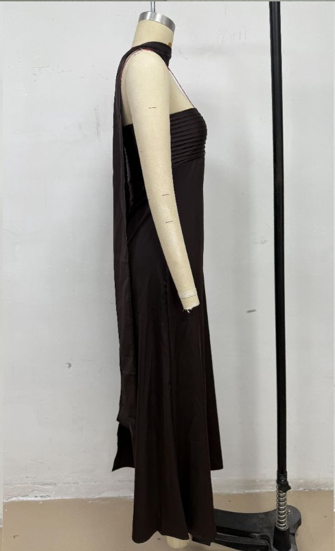 Velour Midnight Maxi Dress - Deep Brown