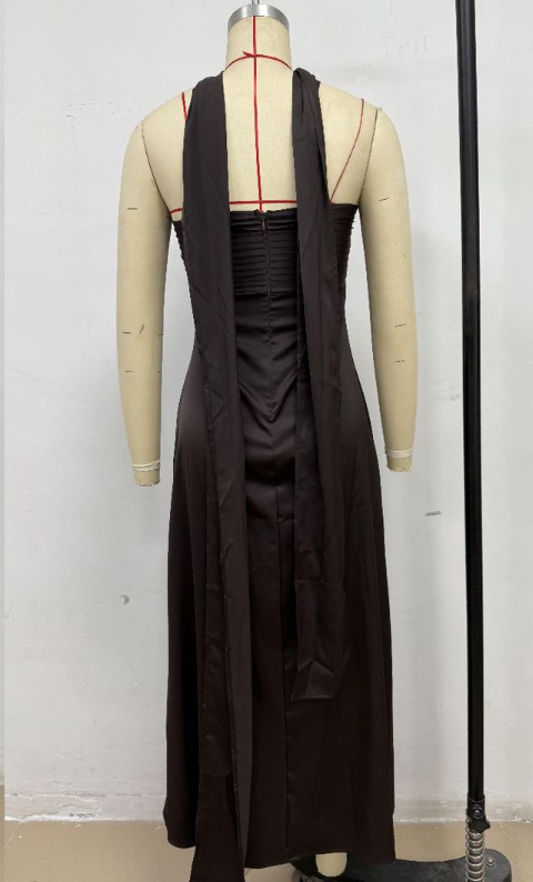 Velour Midnight Maxi Dress - Deep Brown