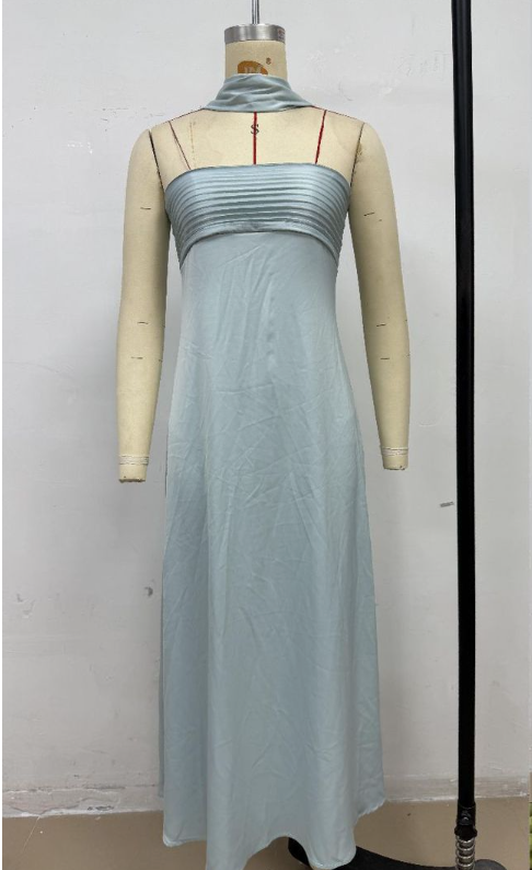 Velour Midnight Maxi Dress - Light Blue