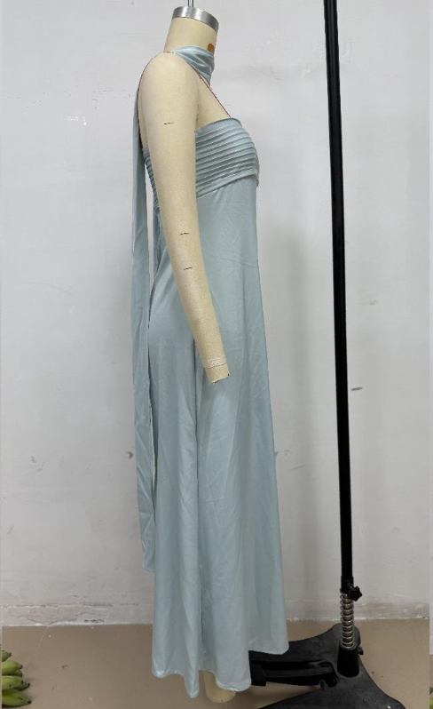 Velour Midnight Maxi Dress - Light Blue