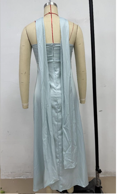 Velour Midnight Maxi Dress - Light Blue