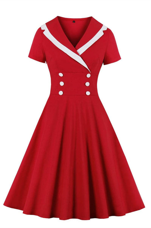 Vintage Style Short White and Pink Dress