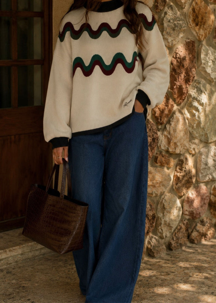 Wave Knit | Cream & Green