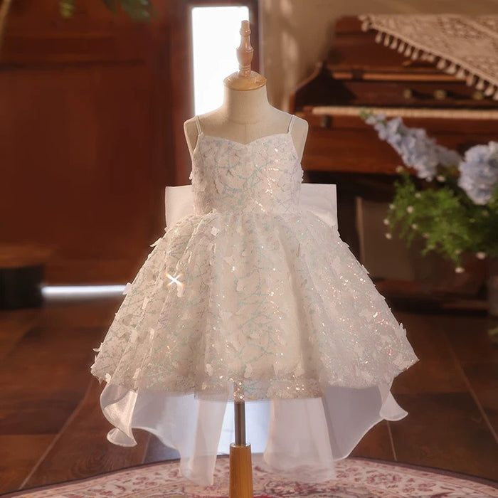 White Baby Girl Dress Delicate Sequined for Kids Birthday Party J702