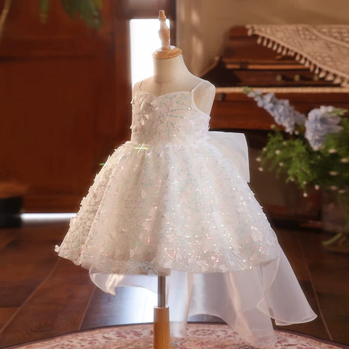 White Baby Girl Dress Delicate Sequined for Kids Birthday Party J702
