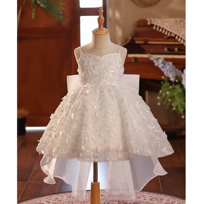 White Baby Girl Dress Delicate Sequined for Kids Birthday Party J702
