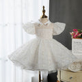 White Baby Girl Dress Knee Length Toddler 1st Birthday Party J706