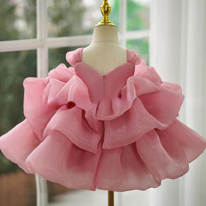 White Baby Girl Dress Pink for Birthday First Communion Party J317
