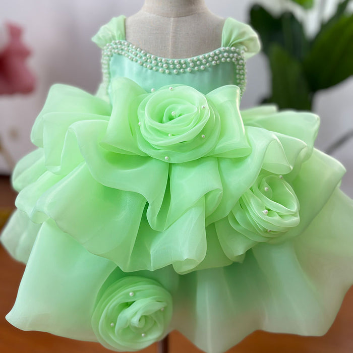 White Baby Girl Dress Pink for Birthday First Communion Party J317