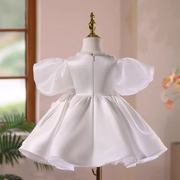 White Flower Girl Dress Knee Length for Birthday Party J549