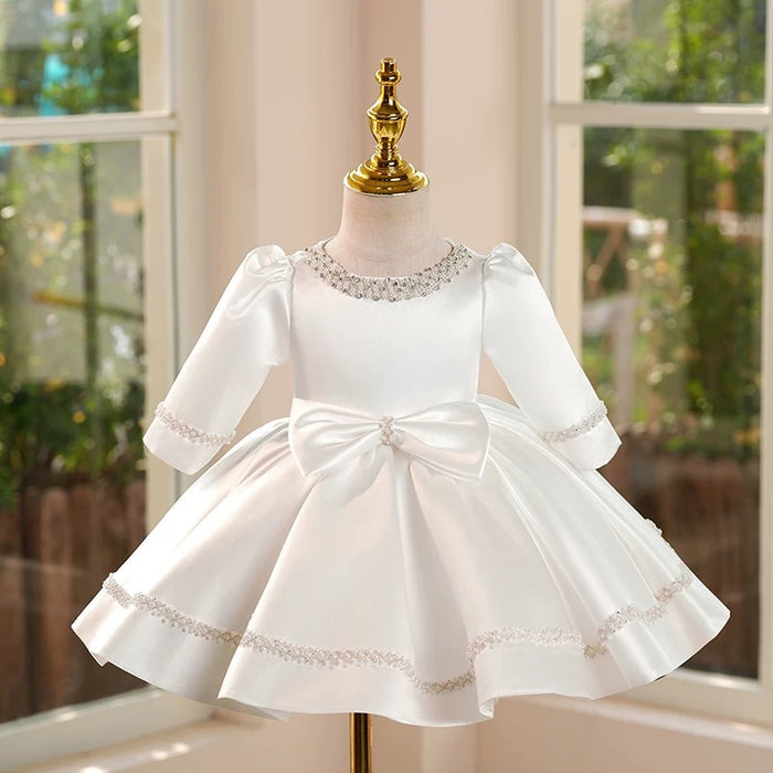 White Girl Dress Embellished Toddler 1st Birthday Party J413