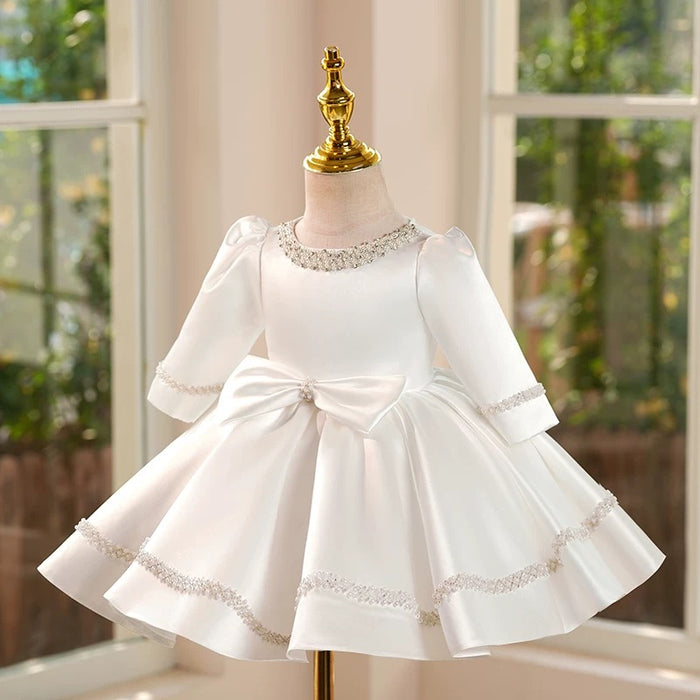 White Girl Dress Embellished Toddler 1st Birthday Party J413