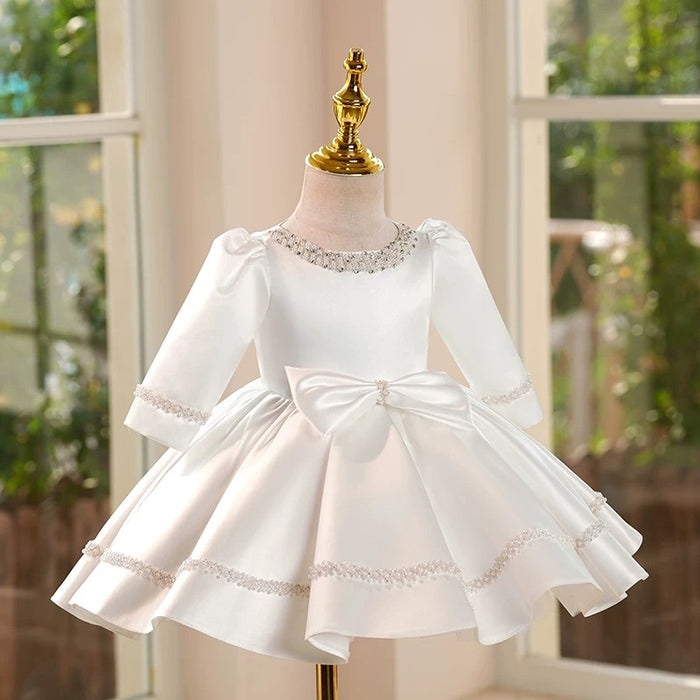 White Girl Dress Embellished Toddler 1st Birthday Party J413