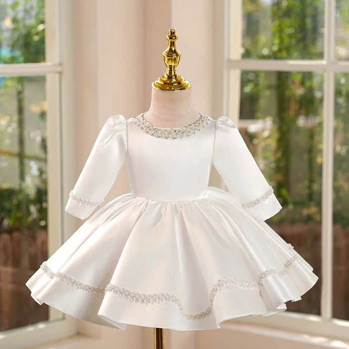 White Girl Dress Embellished Toddler 1st Birthday Party J413