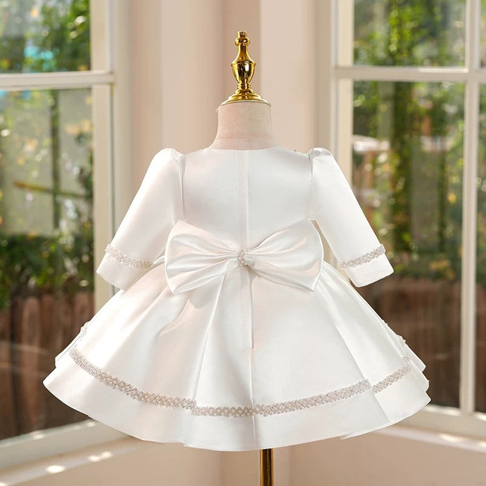 White Girl Dress Embellished Toddler 1st Birthday Party J413
