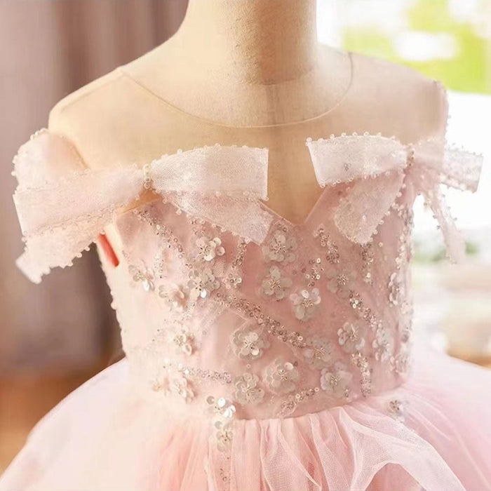 White Girl Dress Sequined Kids Birthday Girl Dress J214L