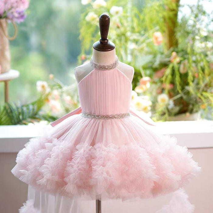 White Tulle Girl Birthday Holiday Dress J342