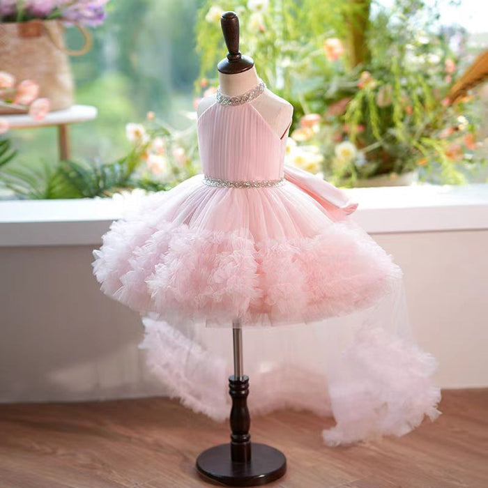 White Tulle Girl Birthday Holiday Dress J342