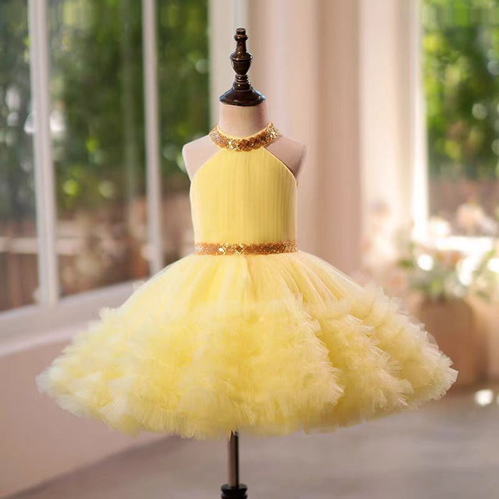 White Tulle Girl Birthday Holiday Dress J342