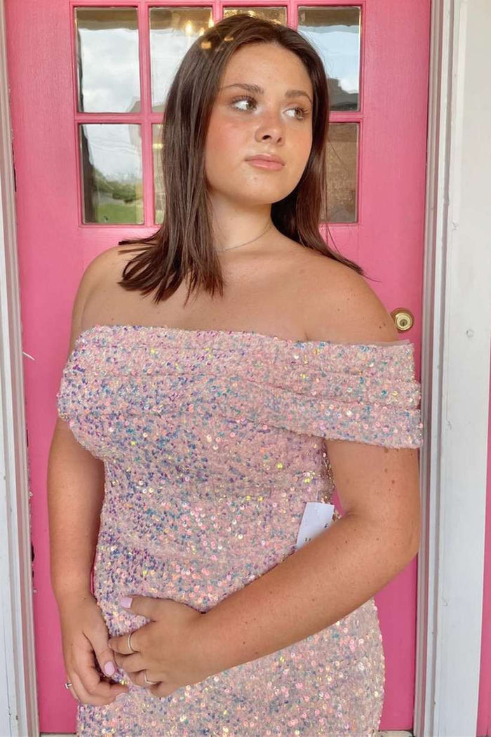 Wine Red Sequin One-Shoulder Short Homecoming Dress