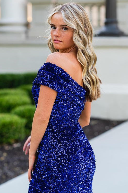 Wine Red Sequin One-Shoulder Short Homecoming Dress
